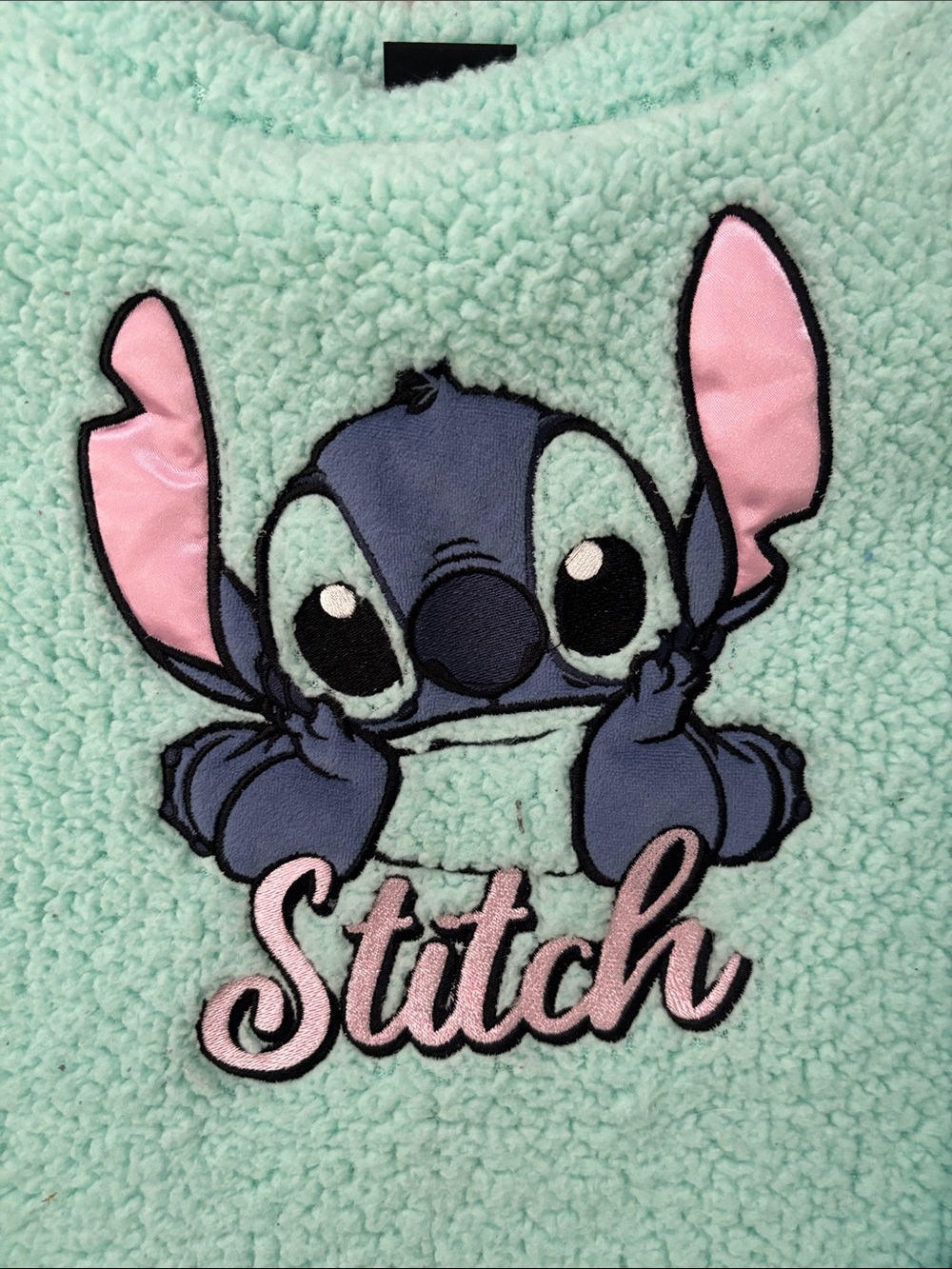 Disney Aqua Sherpa Pullover with Stitch Applique - Picture 2 of 3